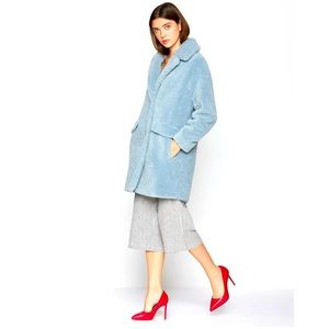 BCBGeneration faux fur coat in baby blue XS